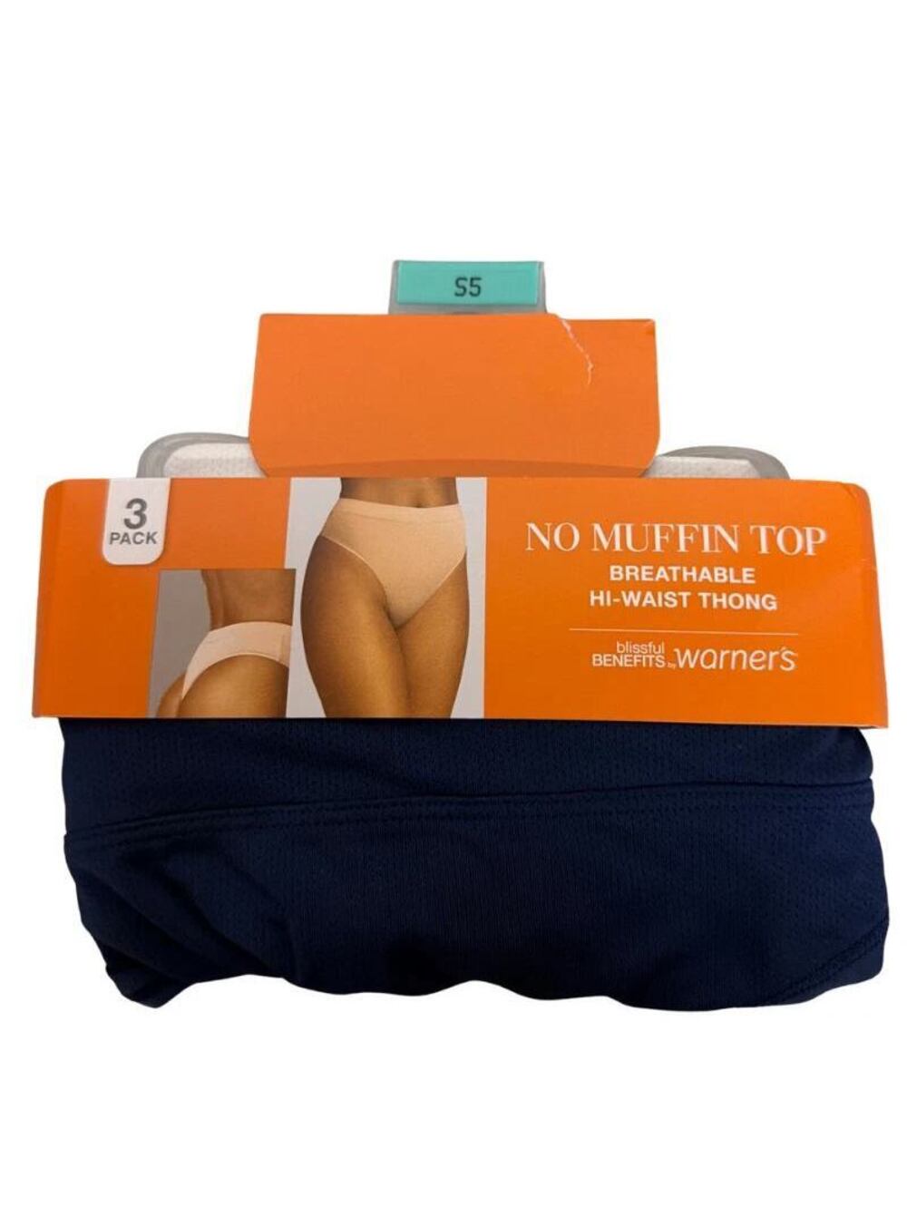 Warner’s Blissful Benefits No Muffin Top Hi-Waist Thong Size 5 Small 3 Pack